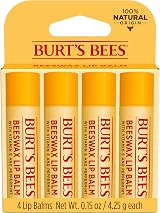 Burt's Bees Beeswax Lip Balm Pack 0.15 oz 4-Pack Natural Lip Care
