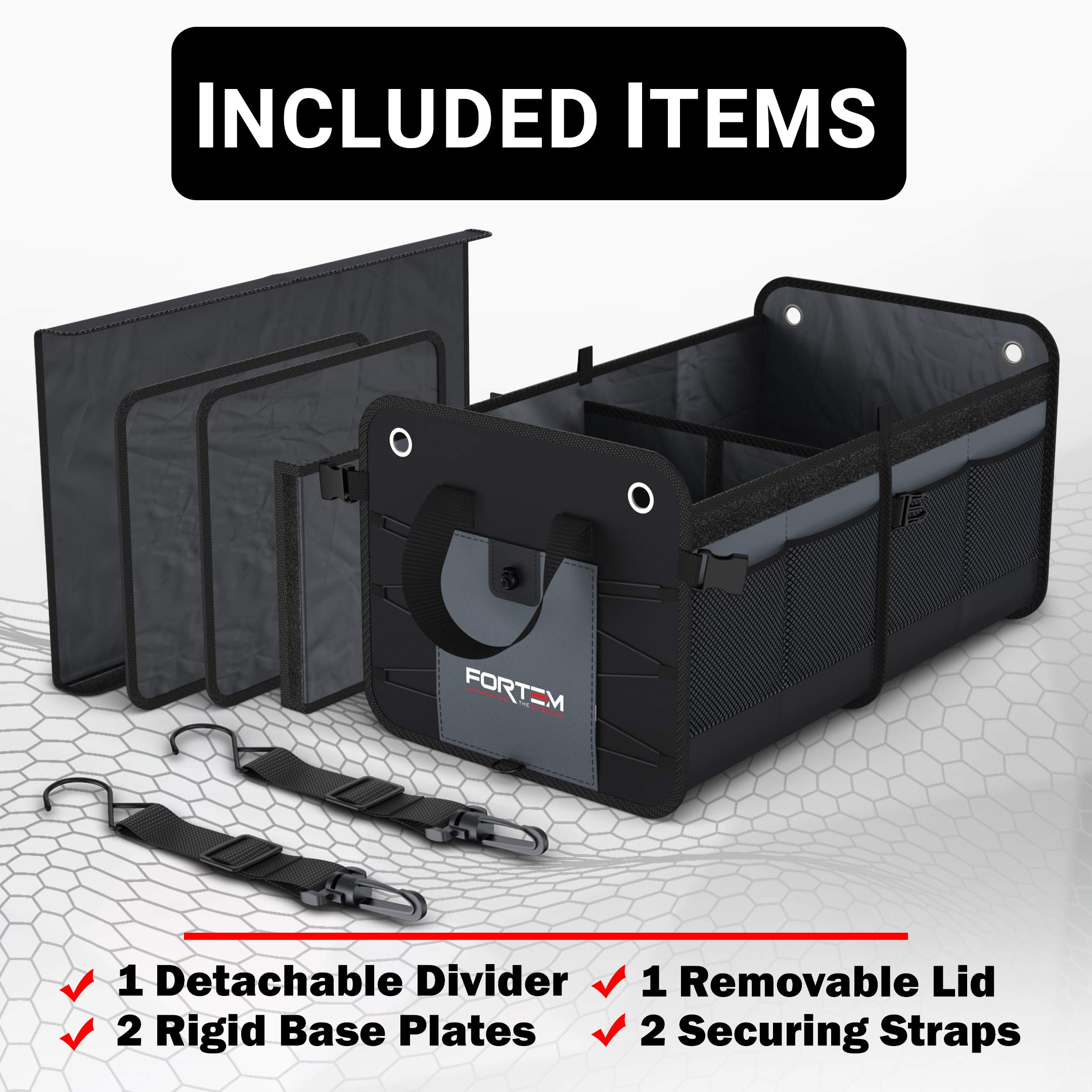 FORTEM Car Trunk Organizer, Foldable Cover, Waterproof Non Slip Bottom