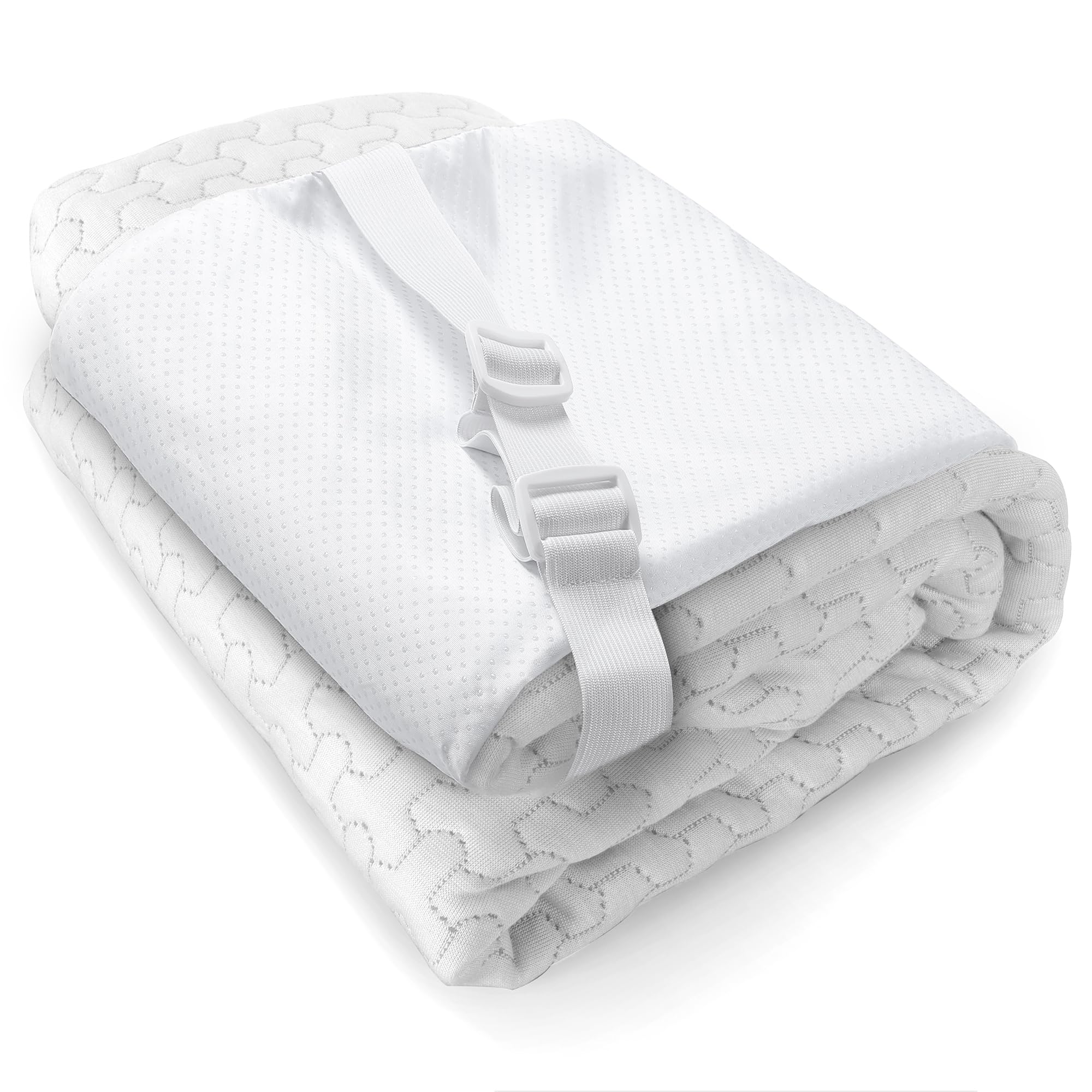 Photo 1 of Slumbrae Mattress Topper Cover, 2 Inch Queen Size, Oeko-Tex Certified, Zippered with Adjustable Straps, Anti-Slip Silicone Bottom, Removable & Washable - Cover Only, No Topper