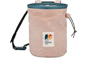 Oso Supply Co - Waxed Canvas Chalk Bag - Zipper Pocket & Mesh Pouch for Bouldering, Rock Climbing, Gym, Weightlifting – Water-Resistant, Adjustable Belt, Wide Opening