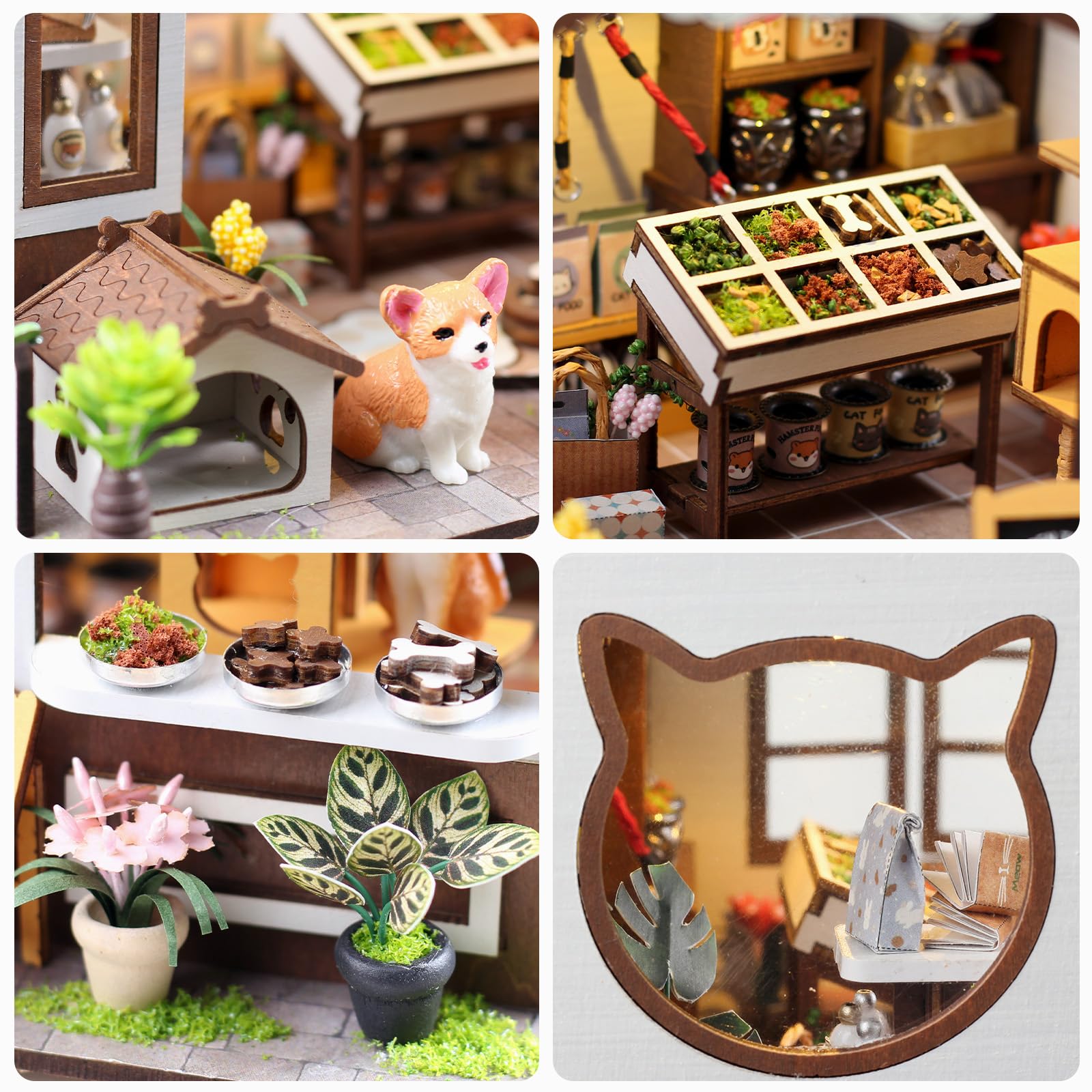 GuDoQi DIY Miniature House Kits, DIY Miniature Dollhouse Kit with Furniture, Tiny House Kits 1:24 Scale, Creative DIY Crafts for Adults Teen, Easter Day Birthday Gifts, Pet Shop