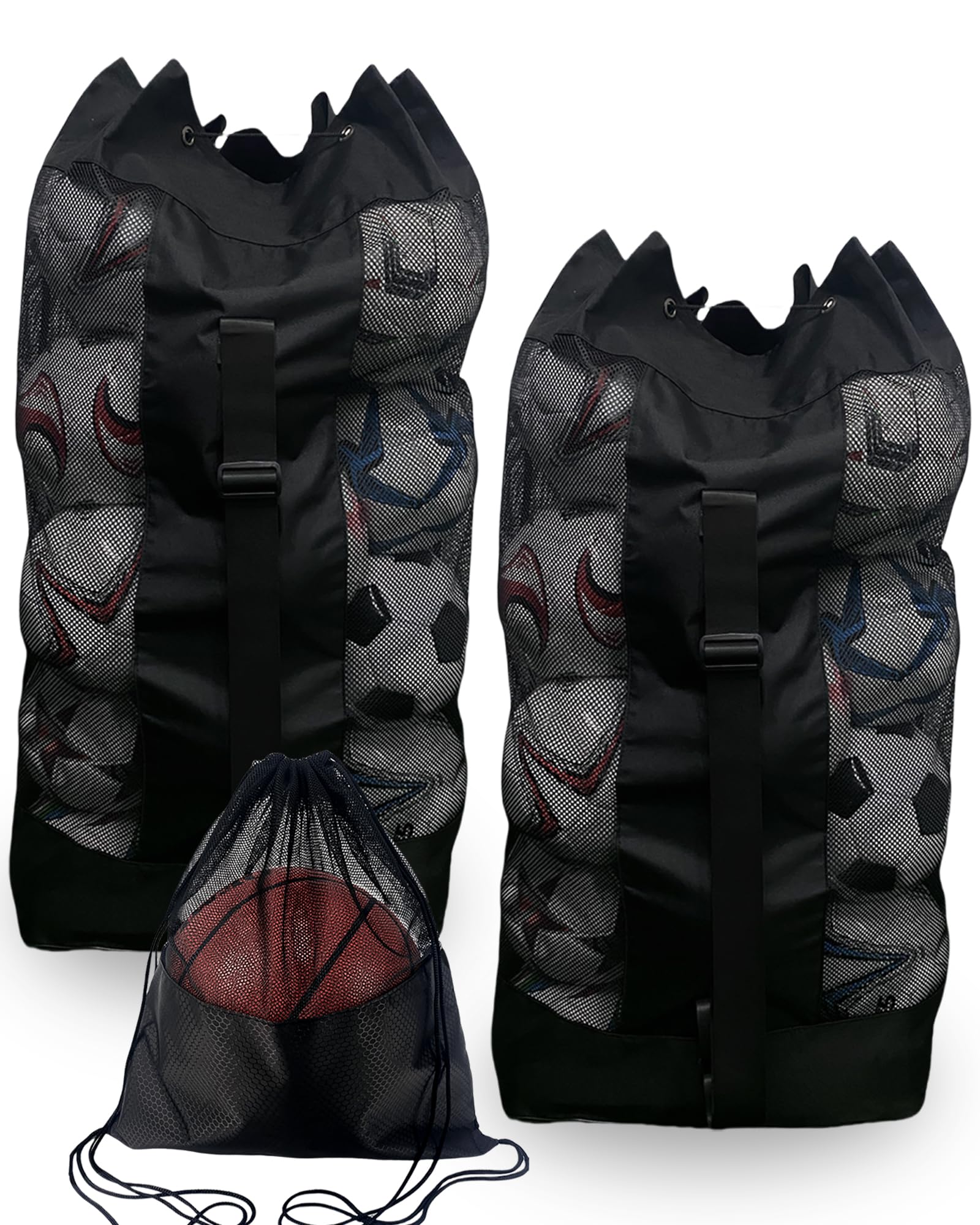 Photo 1 of VIPOKO 2pcs Soccer Ball Bag,Adjustable Shoulder Strap Extra Large and 1pcs Drawstring Mesh Ball Bag,Heavy Duty Soccer Ball Bags for Coaches,Mesh Equipment Bag for Basketball,Football, Volleyball