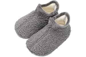 XIHALOOK Toddler Boys Girls House Slippers with Microfleece Lining Cozy Household Shoes Non-slip for Kids