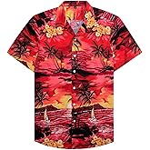 Alimens & Gentle Hawaiian Shirt for Men Summer Beach Casual Short Sleeve Button Down Shirts Printed Tropical Vacation Shirts