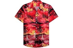 Alimens & Gentle Cotton Regular Fit Short Sleeve Casual Hawaiian Shirt for Men