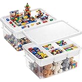 Citylife 17QT 2-Pack Toy Organizer Craft Storage Buildable Lid Movable Tray | Plastic Craft Organizers and Storage with Build-On Lid for Beads, Tools, Sewing Supplies, Deep Base, Secure Clasp, kids Toy