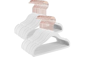 SONGMICS Baby Kids Hangers 50 Pack for Closet, 11.8 x 8.1 Inches, Rose Gold 360° Swivel Hooks, Space-Saving Clothes Velvet Ha