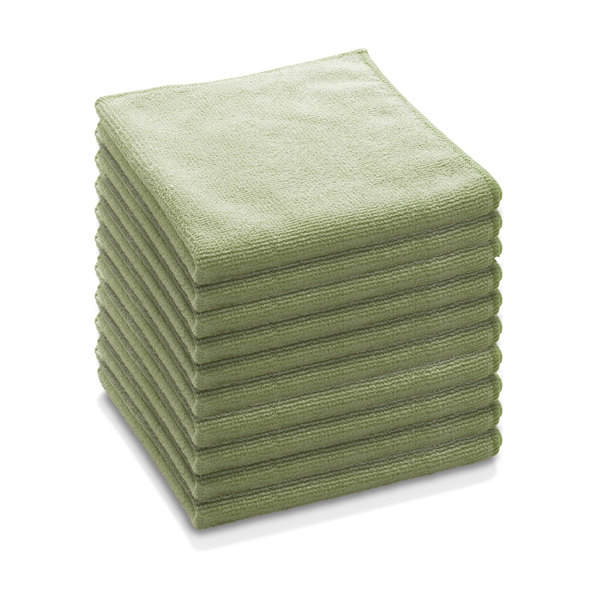 E-Cloth General Purpose Microfibre Cloth, Multipurpose Cleaning Cloth for Household Surfaces, Washable and Reusable, 100 Wash Promise, Green, 10 Pack