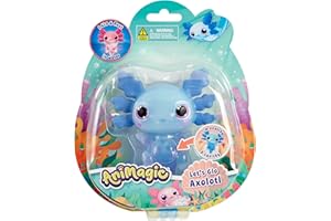 Animagic Let's Glo Axolotl Blue| Squishy Water Toy Floats and Glows | Ages 4+