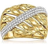 Ross-Simons 0.25 ct. t.w. Diamond Stripe Ring in 18kt Gold Over Sterling