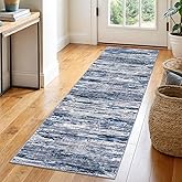 SIILOOM 2x6 Modern Abstract Runner Rug for Hallways, Navy Blue Gray Neutral Multi Super Soft Hallway Decor Kitchen Rugs with Non-Slip, Non-Shedding Washable Rug for Entryway Bedroom Indoor