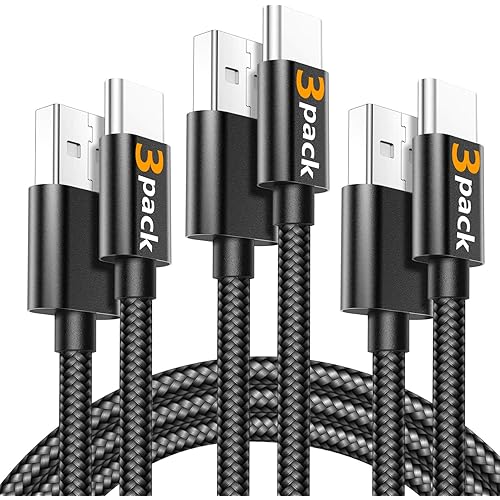 USB Type C Cable OULUOQI USB C Cable 3 Pack(3ft) Nylon Braided Fast Charging Cord(USB 2.0) Compatible with Samsung Galaxy S10 S9 Note 9 8 S8 Plus,LG V30 V20 G6 G5,Google Pixel