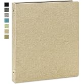 Vienrose Linen 3 Ring Binder 1 Inch, Letter Size, Khaki | Round rings, 8.5'' x 11'' paper, school office home, recipe binder, dual pockets