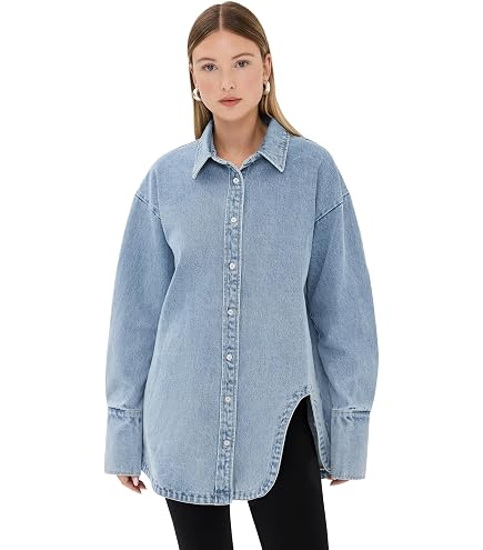 ASKK NY Women's Oversized Denim Shirt, Palm Canyon, XS at Amazon