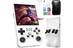 OROMVO R36MAX Handheld Game Console, 40000+ Games Retro Gaming Console, 256GB TF Card Mini Retro Video Console, 4000mAh Rechargeable 4.0" IPS HD Screen Portable Pocket Arcade (White)