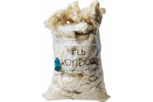 KONDOOS 1 lb Wool Stuffing raw Washed Sheep Short Natural Fiber noil w/Debris for Filling Pillow Cushion Toys Dryer Balls Dolls Felting Batting Blending Needle Crafts core Wool Insulation.