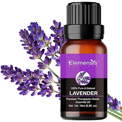 Elemensis Naturals Pure Lavender Essential Oil for Relaxation, Sleep, Tension Relief, Hair Growth, Skin Care, Fragrance - 15ml