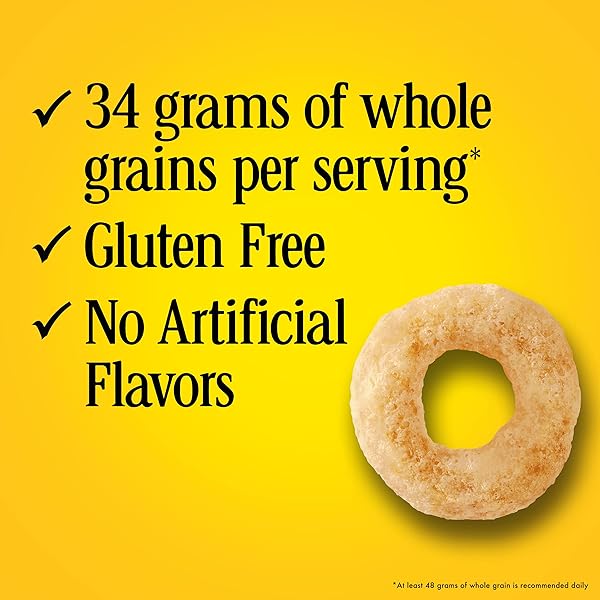 CHEERIOS WHOLE GRAIN OATS GLUTEN-FREE BREAKFAST CEREAL, 2.2 OZ POUCH (PACK OF 5)
