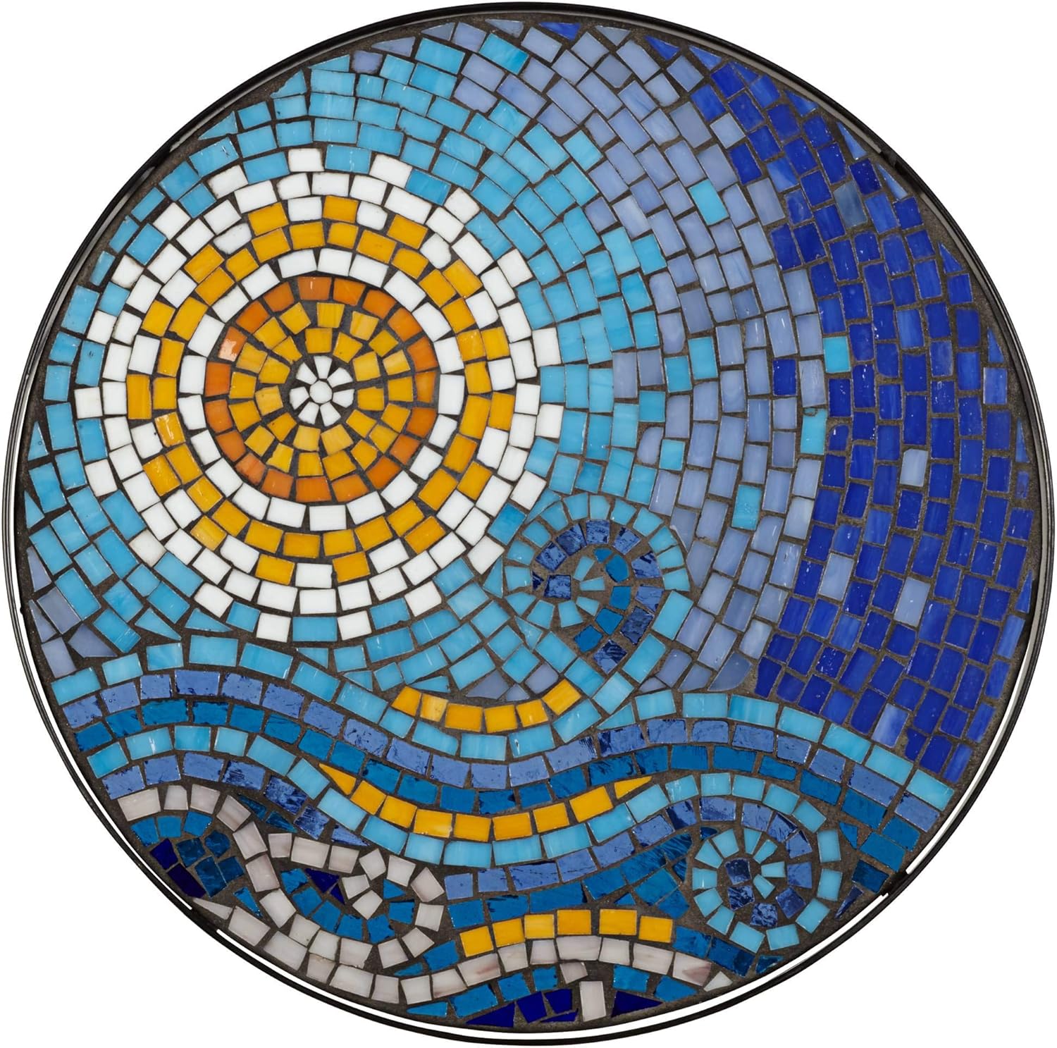 Teal Island Designs Ocean Mosaic Black Iron Outdoor Accent Table: Home Improvement