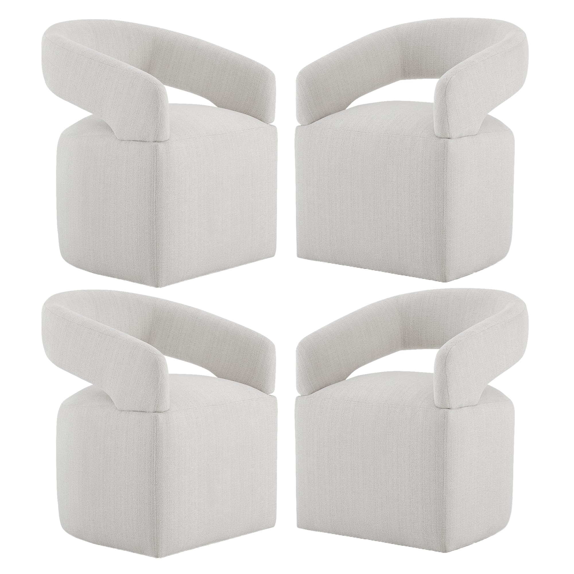 Photo 1 of ****1 CHAIR****KISLOT Upholstered Dining Chairs with Casters Modern Barrel Side Armchair with Rollers for Diningroom Bedroom Livingroom Reading Room, Linen, 4PCS