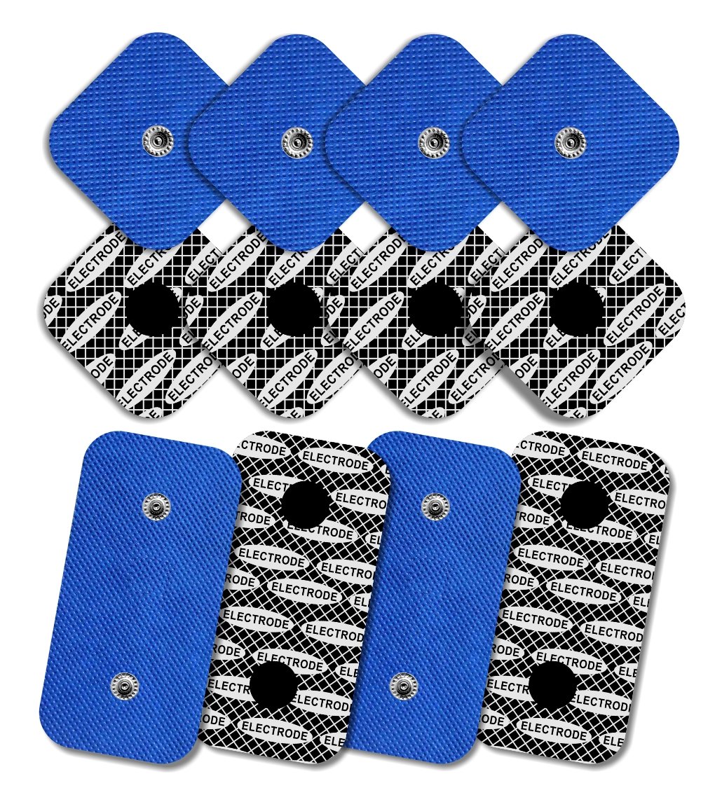 TENSPAD SILVER Pack of 12 electrodes with silver pattern compatible with Compex devices (8 electrodes 50x50mm + 4 electrodes 50x100mm with 2 SNAP connectors)