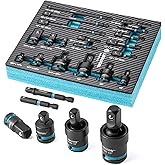LIBRATON 20PCS Socket Adapter and Reducer Set, Impact Socket Adapters, Includes Cr-V Reducers, Cr-Mo Universal Joints, Cr-V S
