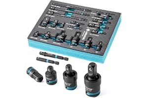LIBRATON 20PCS Socket Adapter and Reducer Set, Impact Socket Adapters, Includes Cr-V Reducers, Cr-Mo Universal Joints, Cr-V S