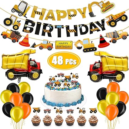 Amazon Com 48 Pcs Construction Birthday Party Supplies Favors
