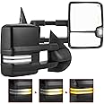 YITAMOTOR Towing Mirrors Compatible with 2007-2014 Silverado Sierra 1500 2500 3500 HD/Avalanche/Suburban, Power Heated Manually Folding Switchback Turn Signal Light Running Lights (Black inside)