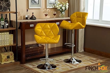 Finch Fox Metal Revolving Swivel Height Adjustable Bar Stool (Yellow)