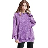 LE VONFORT Womens Oversized Hoodies Unisex Casual Hooded Sweatshirts Vintage Wash Cotton Mens Pullover Tops