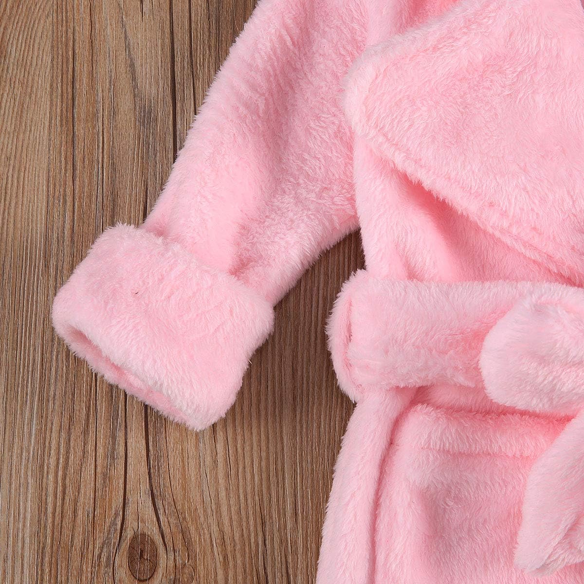 Infant Toddler Baby Girl Flannel Soft Bathrobes Hoodie Kimono Robe Clothes with Belt: Clothing