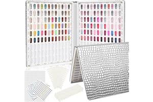 YINGJEE 216 Colors Nail Display Chart, Nail Gel Polish Organizer Color Card with 240 False Nail Tips, Nail Color Display Book Chart Salon Nail Supplies Sample Chart Tool Set Nail Swatch (Silver, 1 Pack)