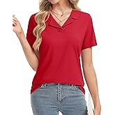 YUCOLEN Womens Polo Shirts V-Neck Lapel Collared UPF 50+ Short Sleeve Tee Business Casual Tops Trendy Summer Work Shirt