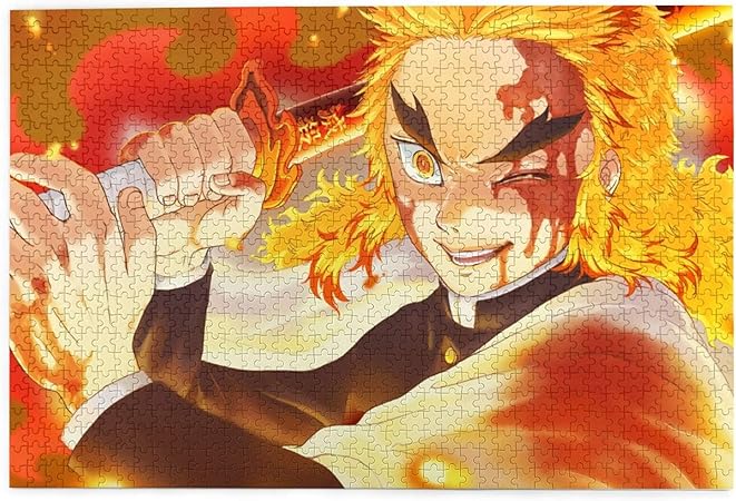 Amazon 人気のアニメ鬼滅の刃500ピースパズル大人と10代のためのレンガクキョウジュロウコスプレジグソー漫画鬼滅パズル おもちゃ おもちゃ