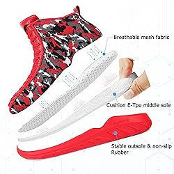 Men's Red High Top Sneakers Lightweight Outdoor