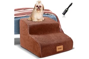 Lesnox Foam Dog Stairs, 2-Step, Pet Stairs/Steps with Waterproof Cover, Non-Slip, Dog Ramp/Ladder for Couch Sofa, Dog Step for Small Dogs Cats with Old/Injured/Short-Legged, 11.8" H
