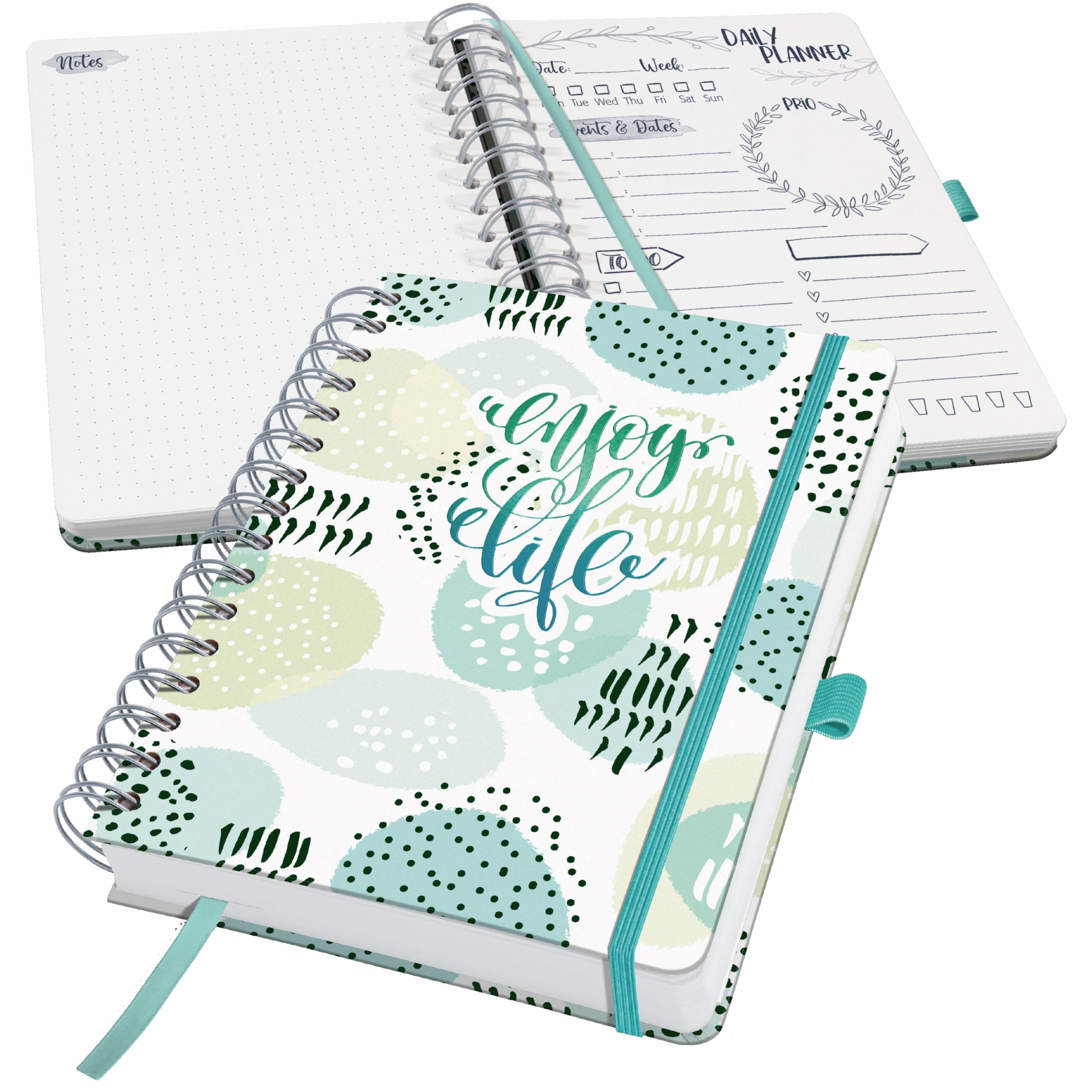 SIGEL JP201 Jolie Daily diary undated - Mint Inspiration - 120 g/m² - 16,8 x 21,5 cm - hardcover - 240 pages - White, mint, Grey