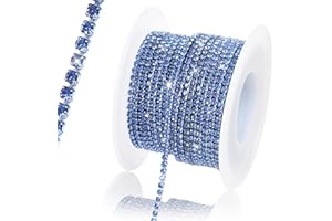 Rytenz 10 Yards 2 MM Rhinestone Chain Trim Crystal Rhinestone Close Chain Trim Rhinestone Chain, for Sewing Crafts, DIY Decoration, Jewelry, Clothing, Shoes (Cape Blue)