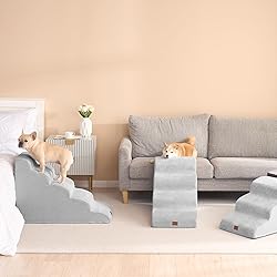 EHEYCIGA Curved Dog Stairs Ramp for High Beds