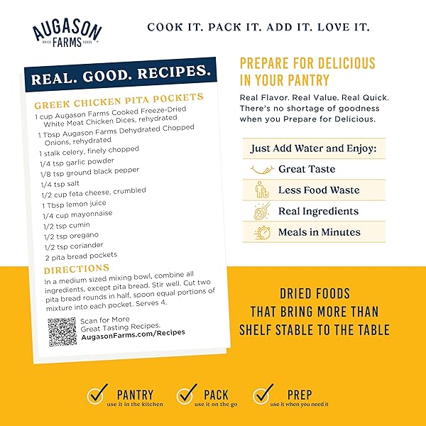 AUGASON FARMS COOKED FREEZE DRIED WHITE MEAT CHICKEN DICES CAN, EMERGENCY FOOD SUPPLY, EVERYDAY MEALS, 15 SERVINGS