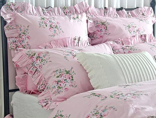 Amazon Com Pink Ruffle Pillow Shams Standard Queen King Size