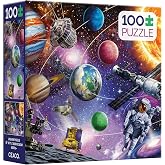 Ceaco - 100 Piece Space Jigsaw Puzzle for Kids Ages 6-8 | Made in USA, Recycled Puzzle Board, Finished Size 11 x 15 in, Fine Motor Skills, Educational Giftable