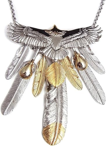 Amazon Co Jp イーグル ネックレス メンズ ブランド Sbg イーグル 7枚 フェザー ネックレス 羽 ペンダント トップ ジュエリー
