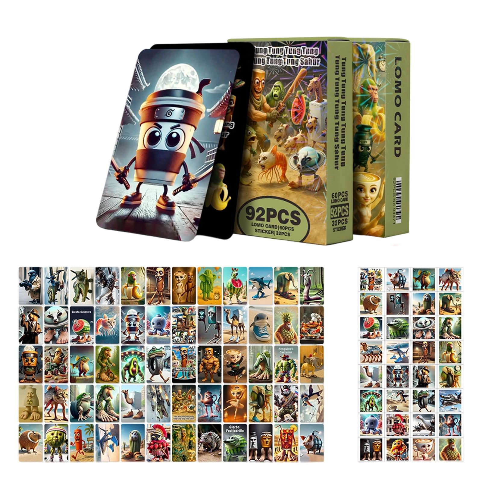 Bodeshis 92PCS Italian Brainrot Cards, Brainrot Card Game for Meme Lovers, Party Game with Characters, Fun Card Game for Teens and Adults, Italian Brainrot Trading Cards for Game Nights