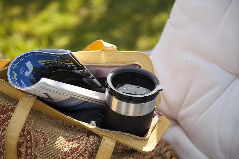 Caffettiera con tazza isolata, caffettiera da campeggio per caffè macinato con filtro, piccola caffettiera per 2 tazze grandi, 750 watt, acciaio inox, colore: argento