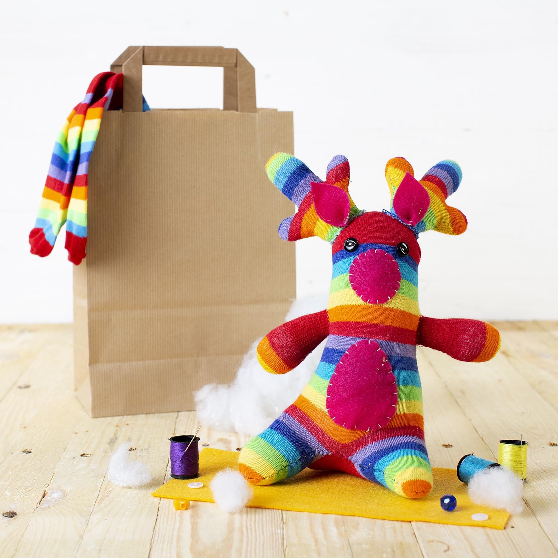 Sock Reindeer Craft Kit - Complete Craft Kit to Create Your Own Reindeer