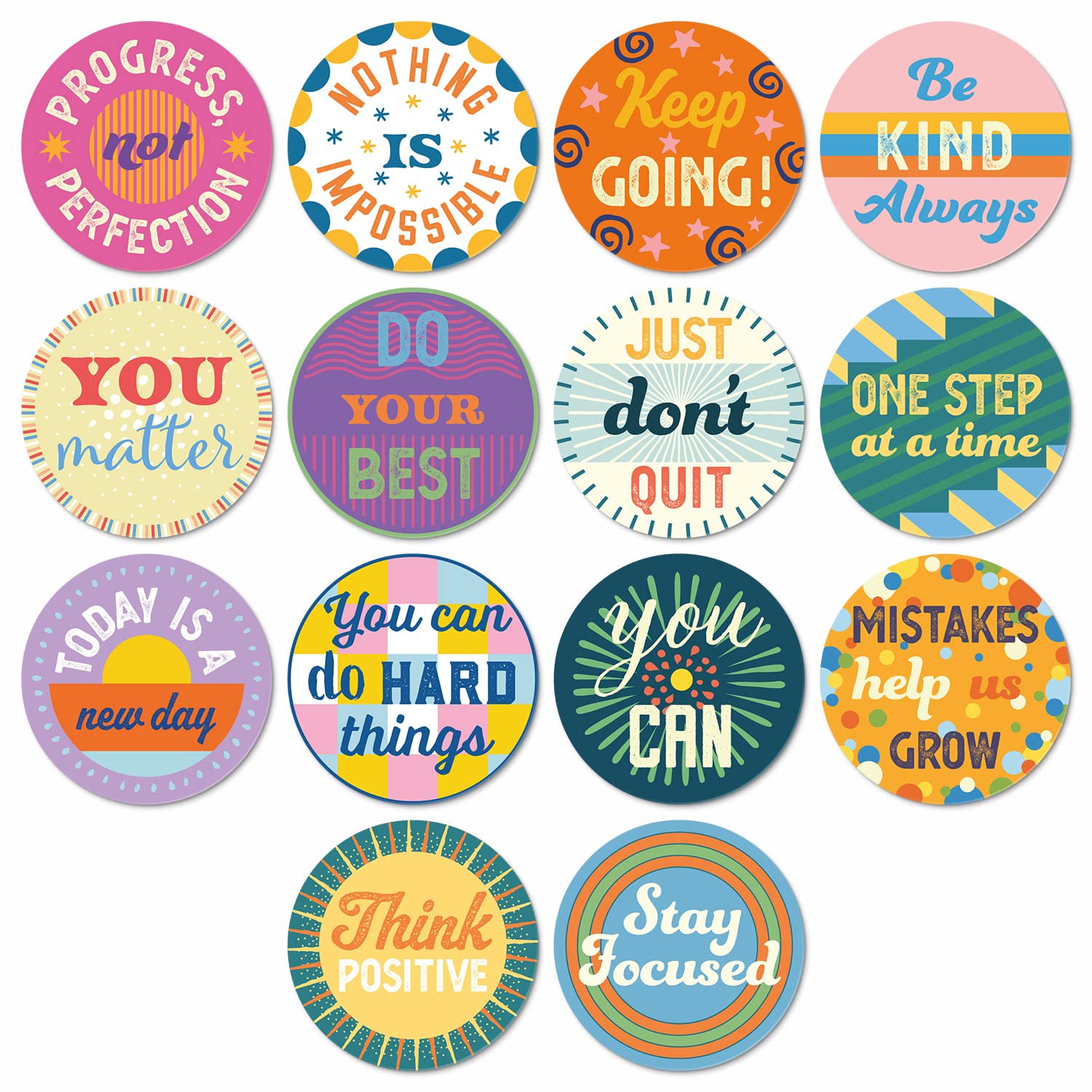 S&O Growth Mindset Stickers to Break Negative Thought Patterns - Inspiring & Encouraging Affirmation Labels - Colorful Motivational Decals - 1008 1" Inspirational Uplifting Labels - Motivating Tags