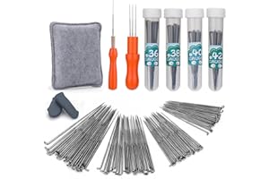 QMNNMA Needle Felting Tools, Wool Felting Needles, 4 Sizes 20 Pcs Needle Felting Needles with Wooden Handle, Finger Cots, Com