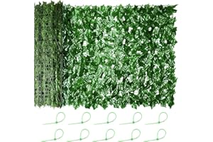Suninlife Artificial Ivy Privacy Fence Screen 98 x 59 Inch Faux Ivy Fence, Expandable Privacy Wall Screen Ivy Leaves Hedge Fence Panels for Decoration, Garden, Indoor, Outdoor, Backyard